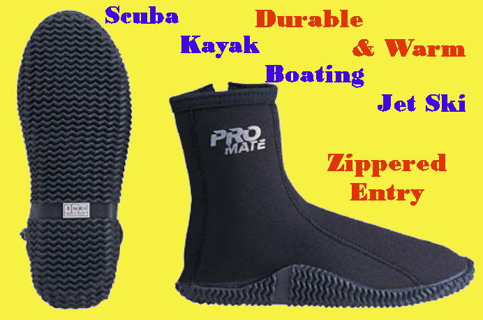Booties Dive Boots Scuba Zippered Zip Cruise Aqua Shoe jet ski Kayak SUP Board Sail 