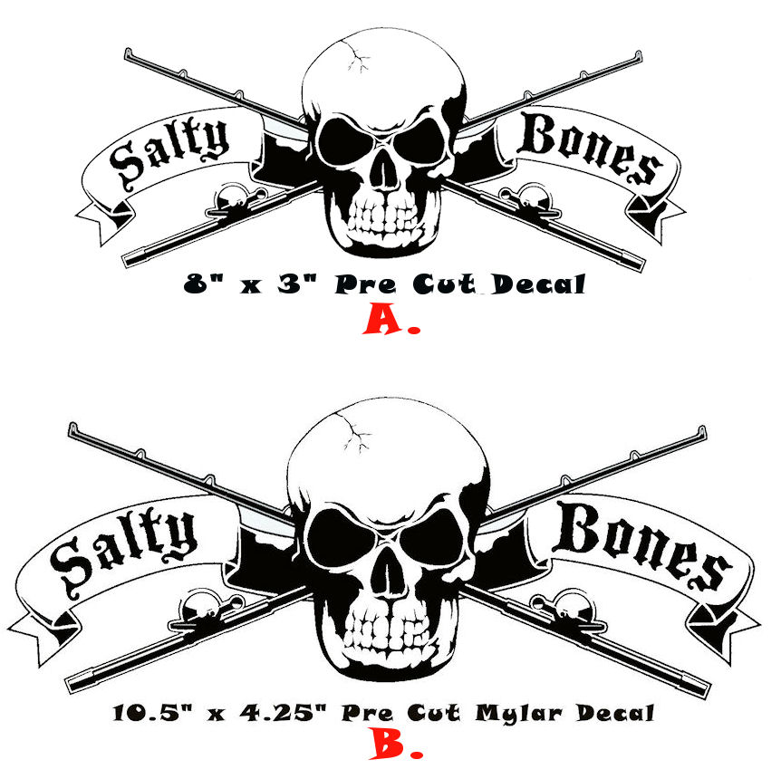 Salty Bones Stickers decals bumper window automotive car bike room dive  scuba surf spearfishing paddle kayak boat boating salt life 