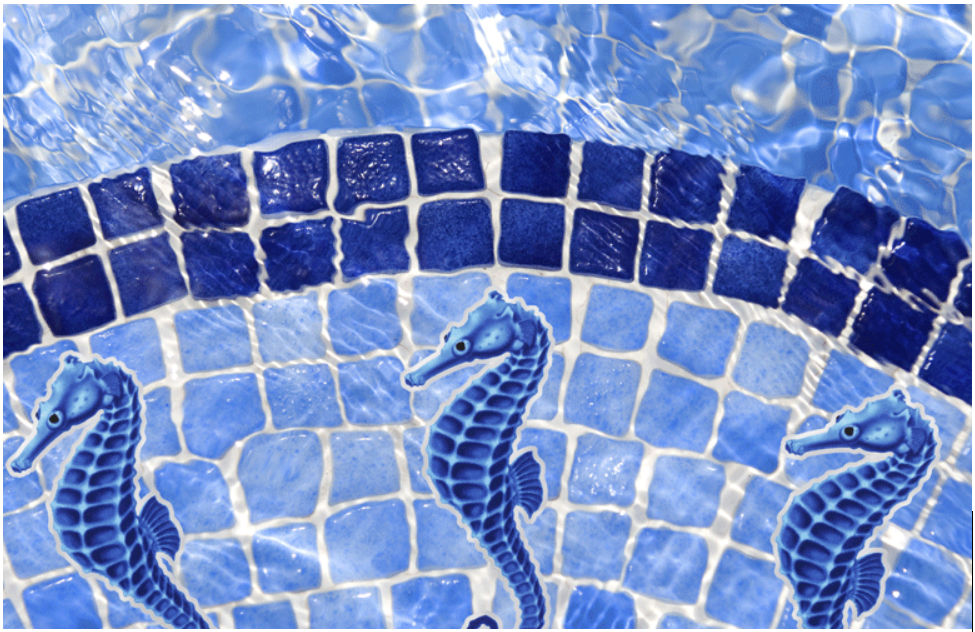 Mosaic Pool Step Markers Shells Star Fish Sea Horses 