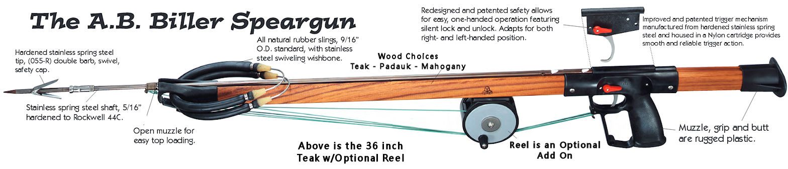 AB Biller Wood Mahogany Special Spear Gun Spearfishing Kit, 36